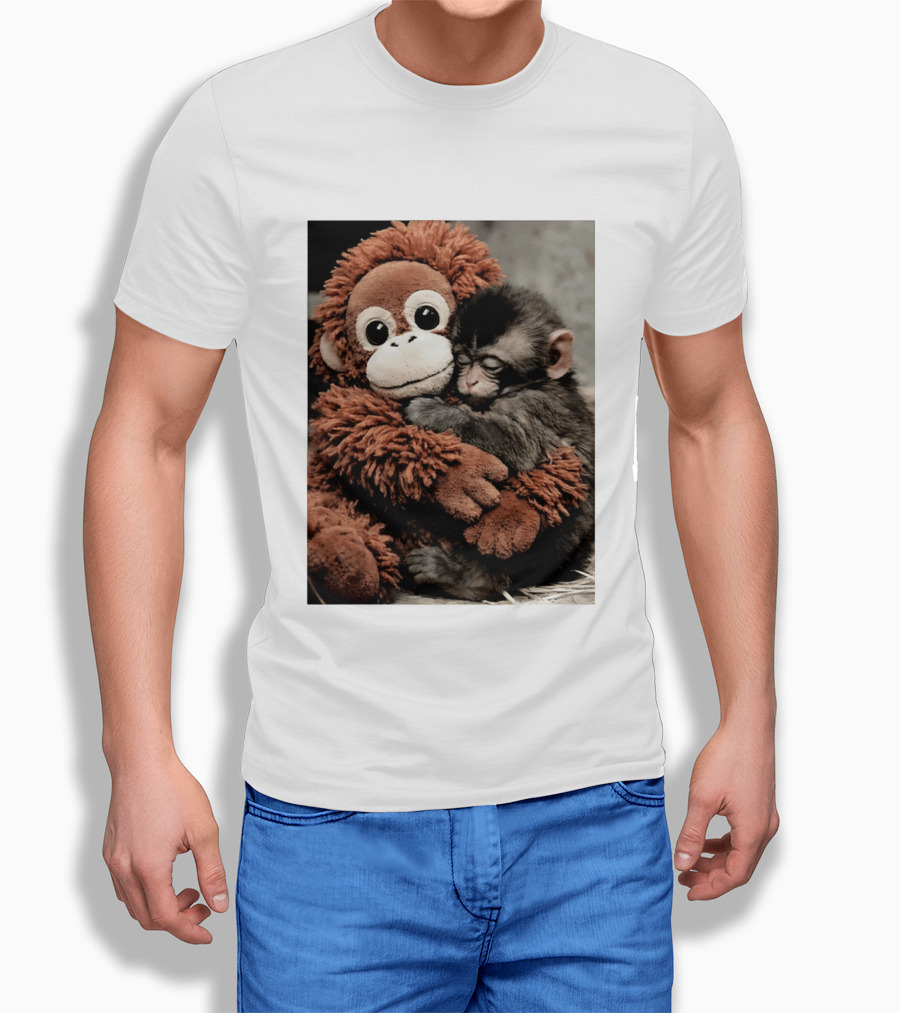 Punch Kun Cuddly Punch Monkey Hugging Plush Toy T-Shirt