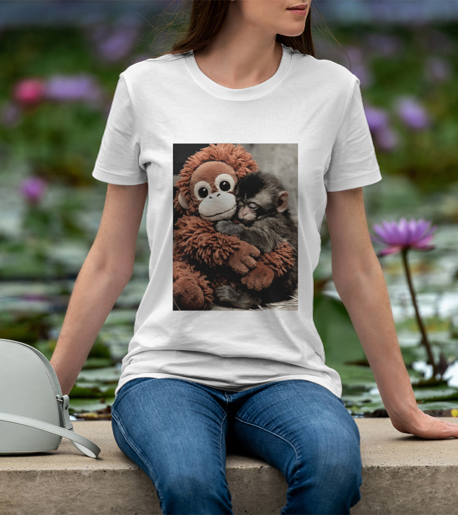 Punch Kun Cuddly Punch Monkey Hugging Plush Toy T-Shirt
