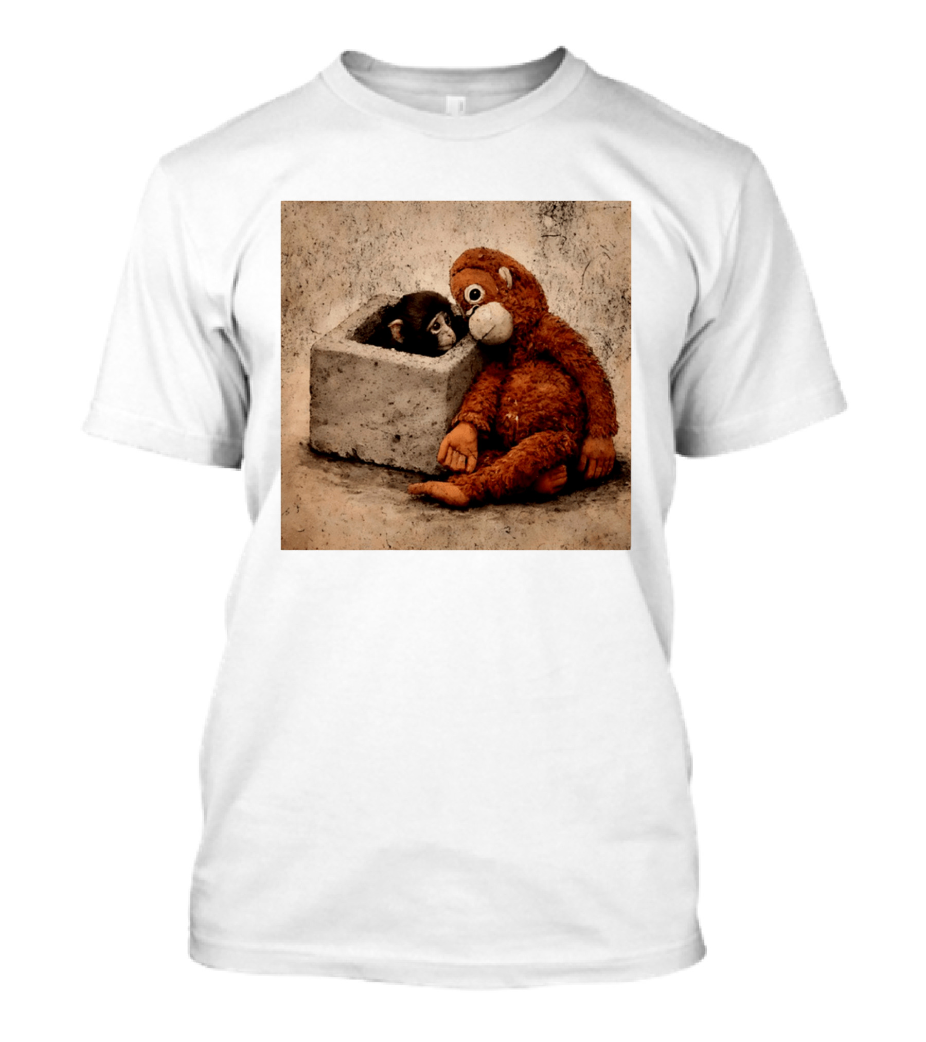 Punch Kun Punch The Monkey Cuddling Plush Toy Block Scene T-Shirt