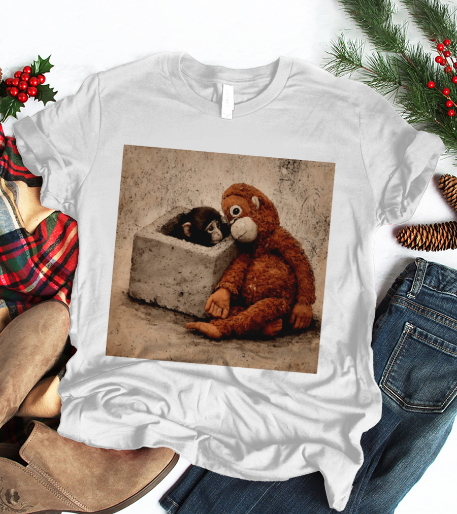 Punch Kun Punch The Monkey Cuddling Plush Toy Block Scene T-Shirt