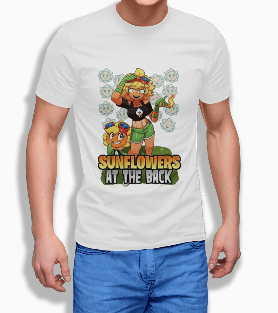 Sunflowers At The Back Colorful Character With Goggles And Fire Magic T-Shirt