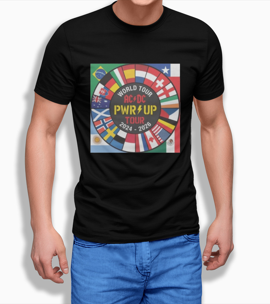 ACDC Pwr Up World Tour 2024 2026 International Flags Edition T-Shirt