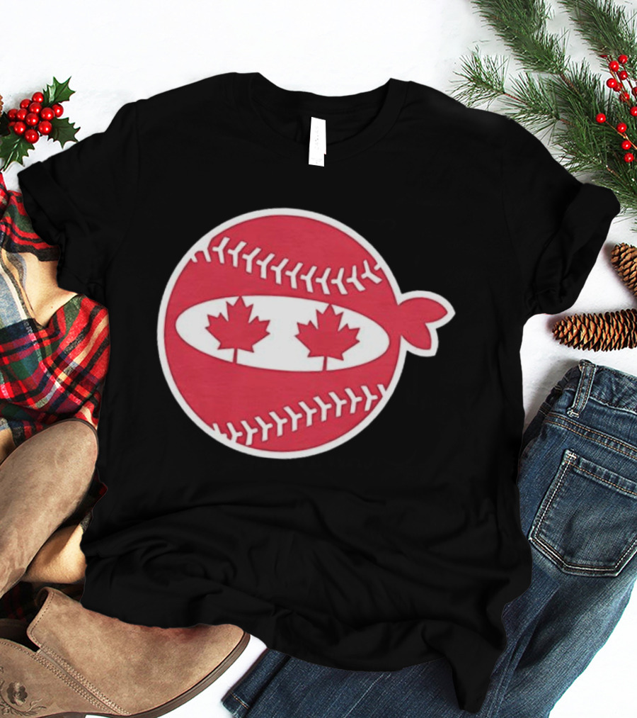 Canada Baseball Maple Leaf Ninja Pitching T-Shirt