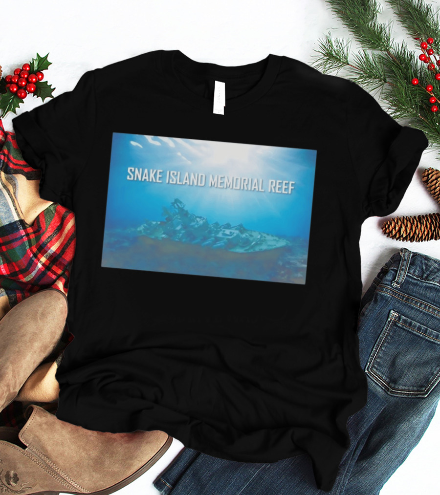 Snake Island Memorial Reef Submerged Ship Ocean Scene T-Shirt