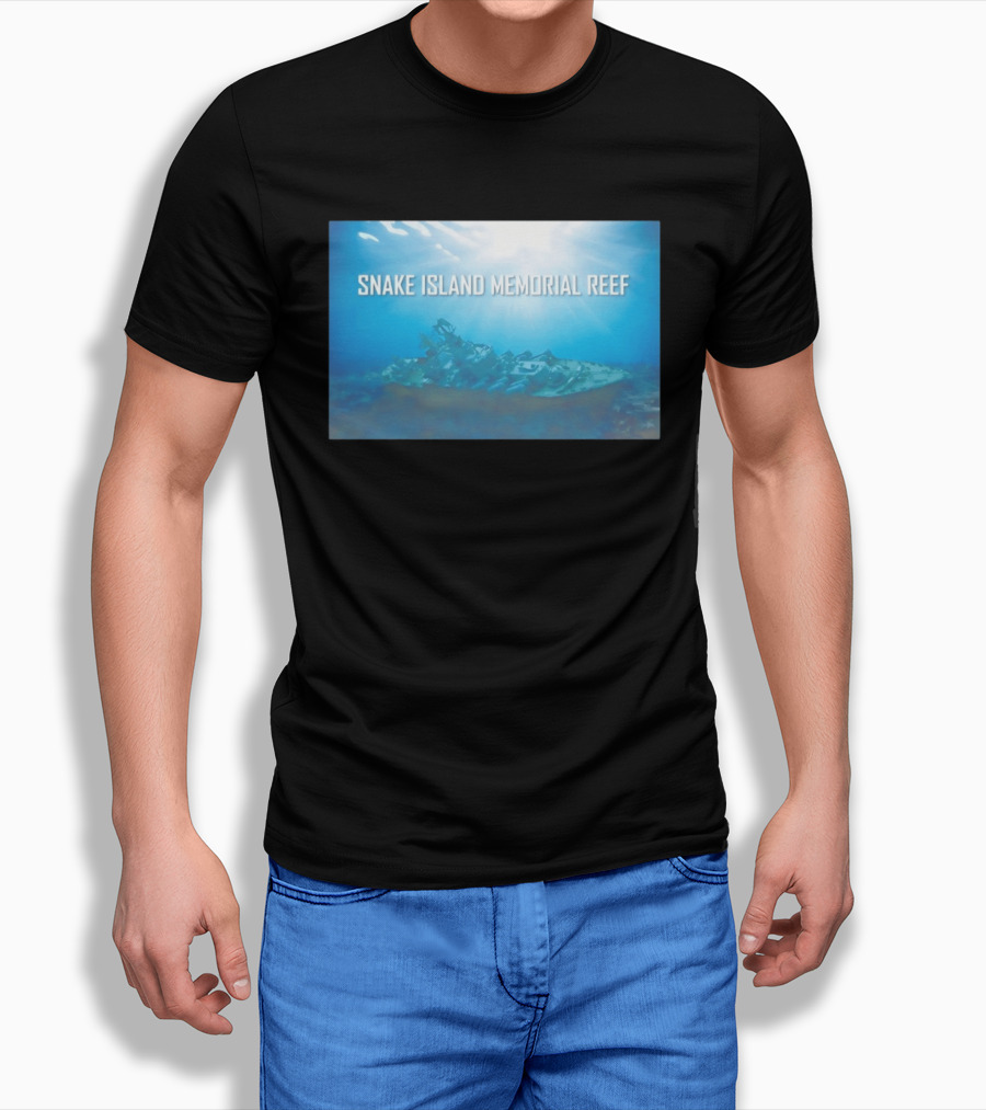 Snake Island Memorial Reef Submerged Ship Ocean Scene T-Shirt