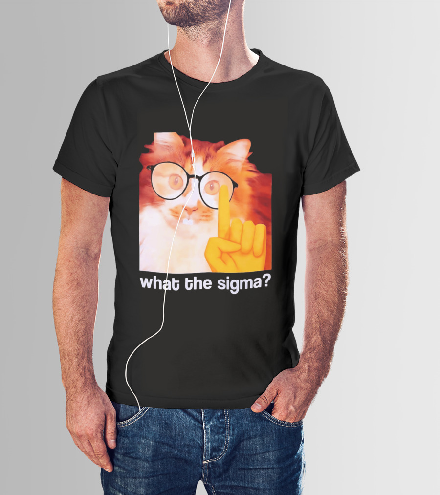 What The Sigma Cat Meme Glasses Pointing Finger Humor T-Shirt