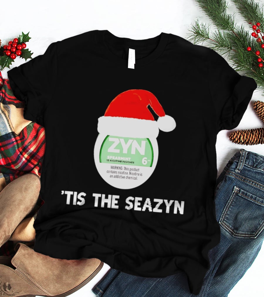 Zyn Spearmint Christmas Tis The Seazyn With Santa Hat T-Shirt