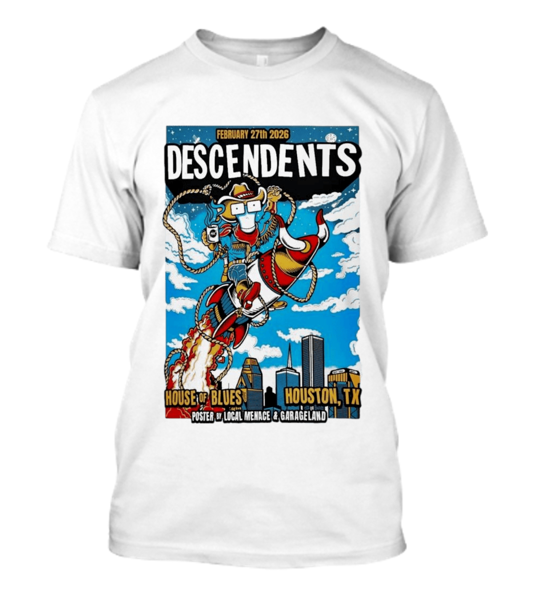 Descendents House Of Blues Houston TX February 27 2026 Rocket Cowboy T-Shirt