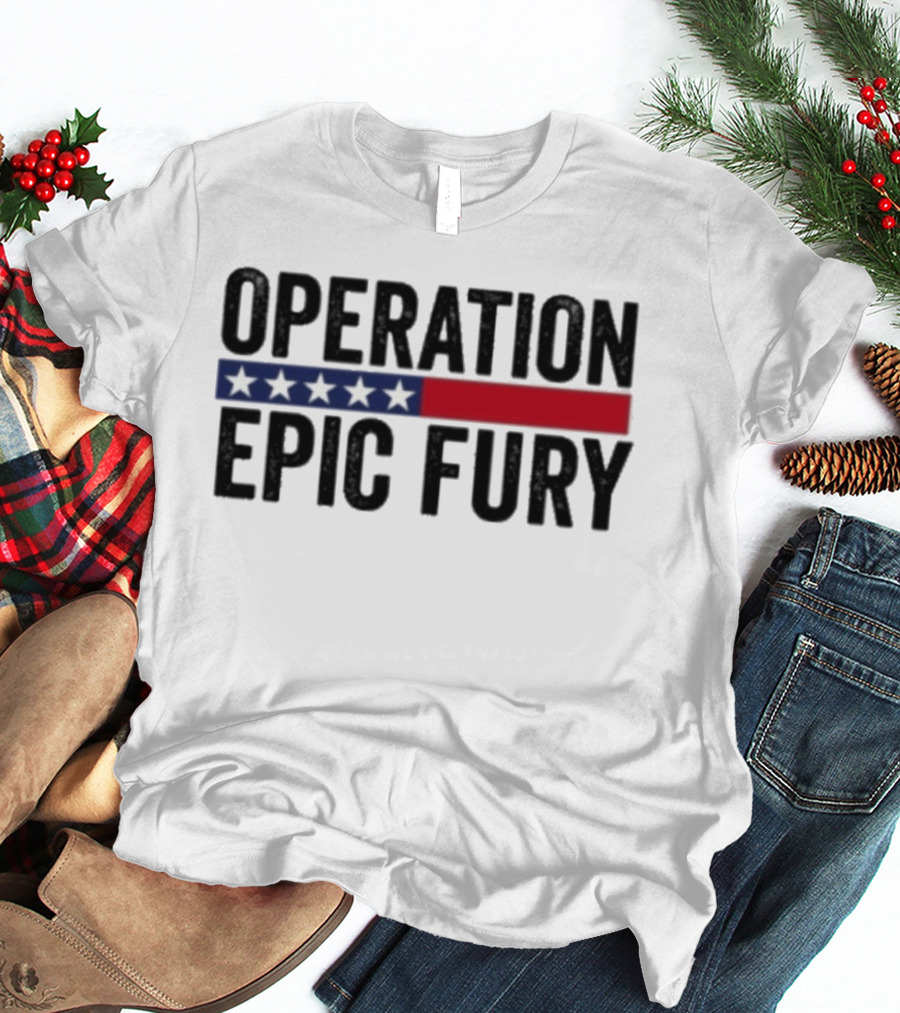 Operation Epic Fury US Iran Five Star Patriot Banner T-Shirt