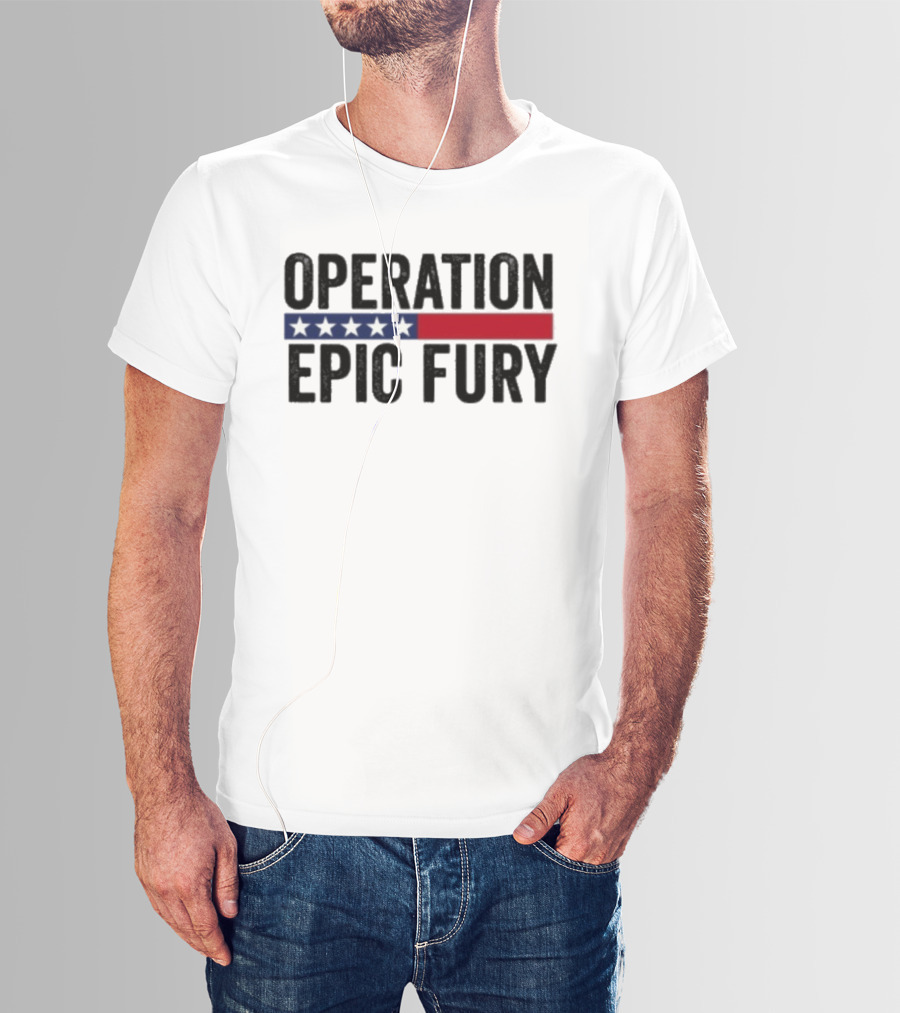 Operation Epic Fury US Iran Five Star Patriot Banner T-Shirt