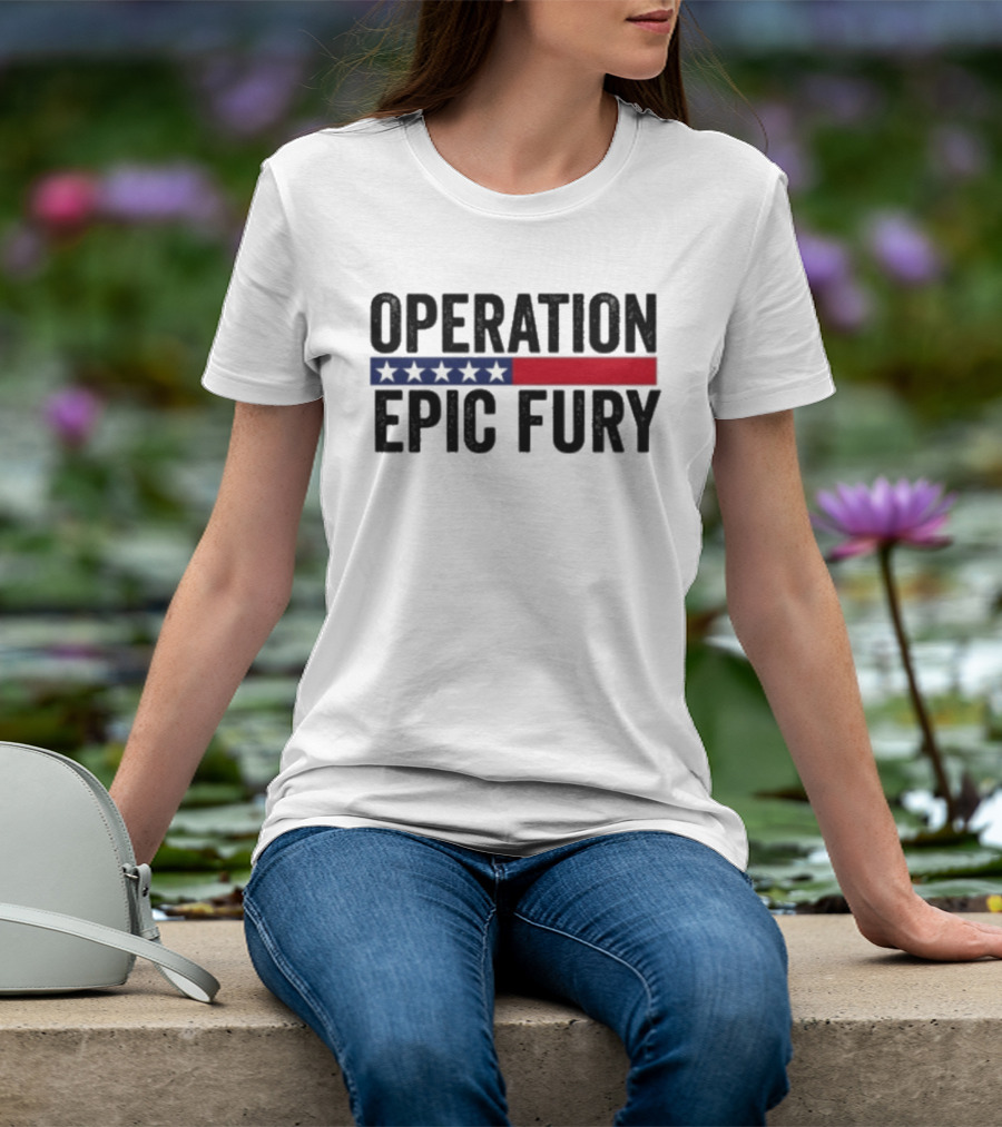 Operation Epic Fury US Iran Five Star Patriot Banner T-Shirt