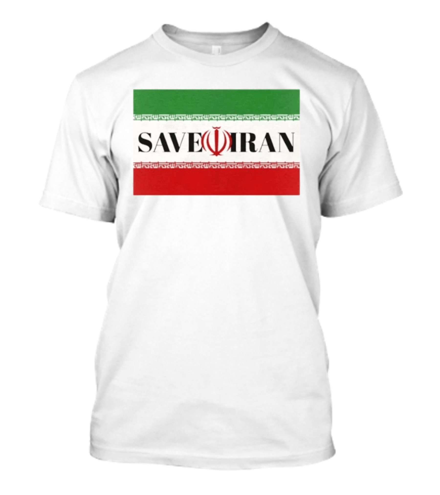 Save Iran National Symbol Emblem Green White Red T-Shirt