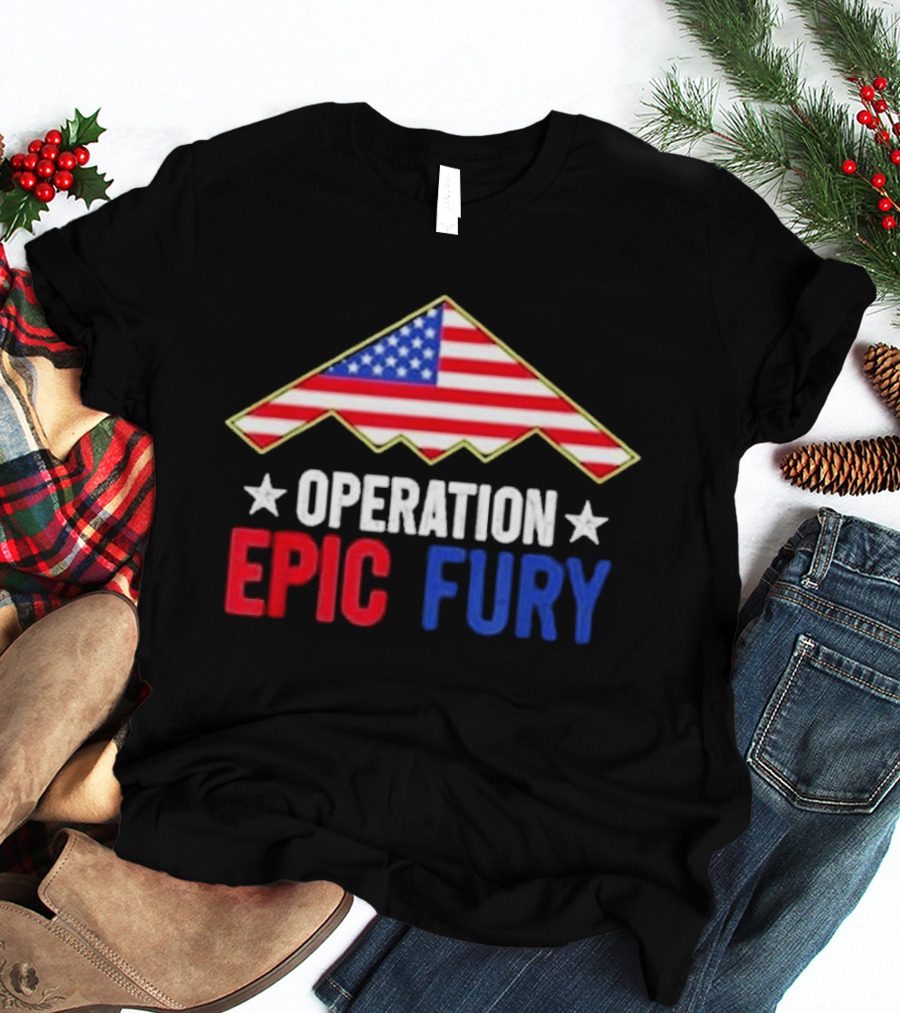 Operation Epic Fury 2026 American Flag Motif T-Shirt
