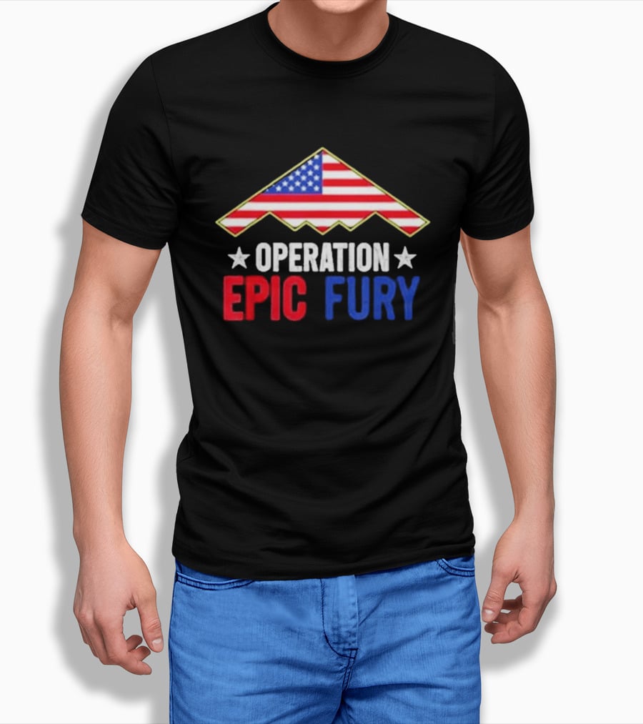 Operation Epic Fury 2026 American Flag Motif T-Shirt