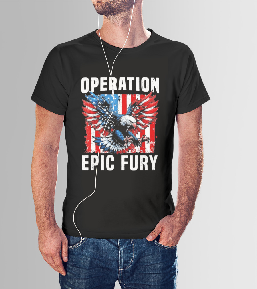 Operation Epic Fury American Flag Eagle Wings Patriotic T-Shirt