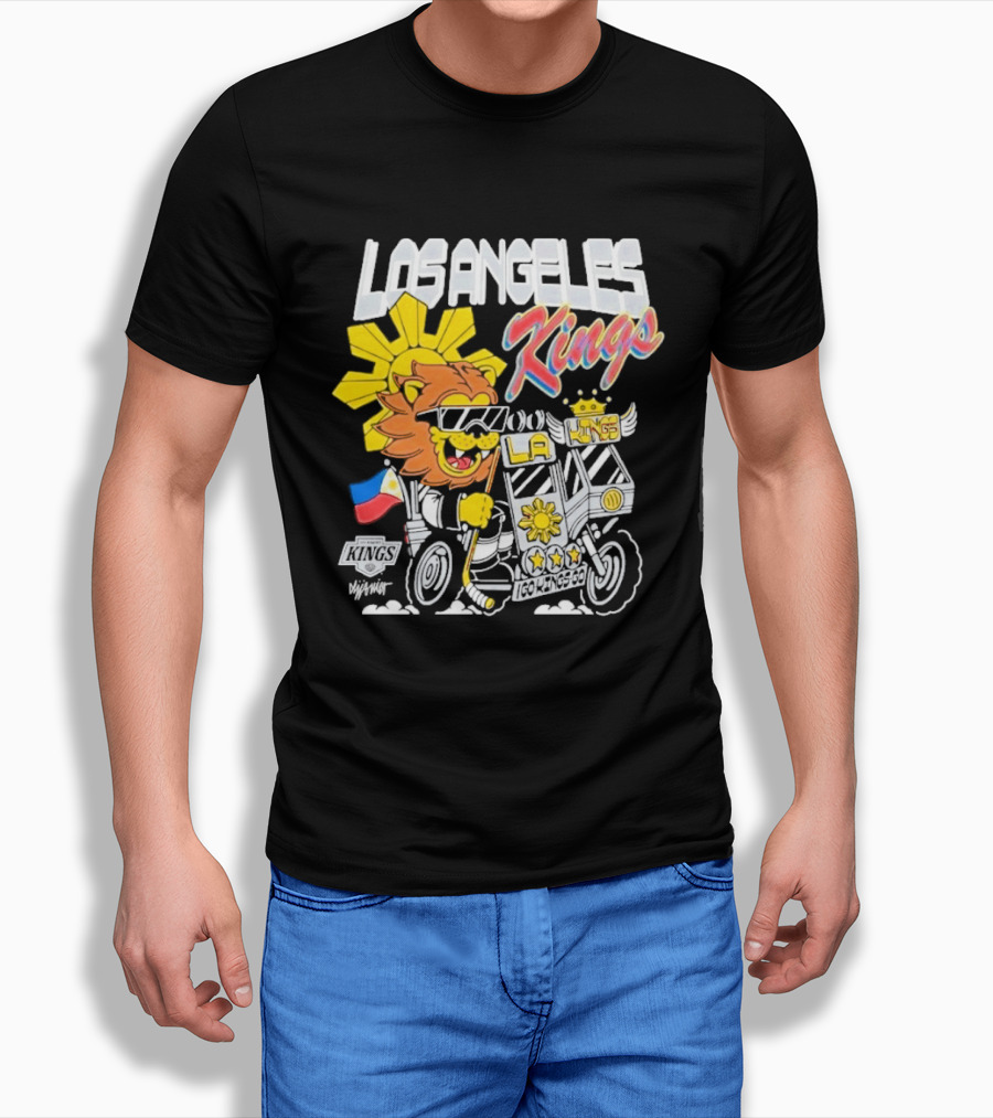 Los Angeles Kings Filipino Heritage Night LA Kings Sun Lion Flag Motorcycle T-Shirt