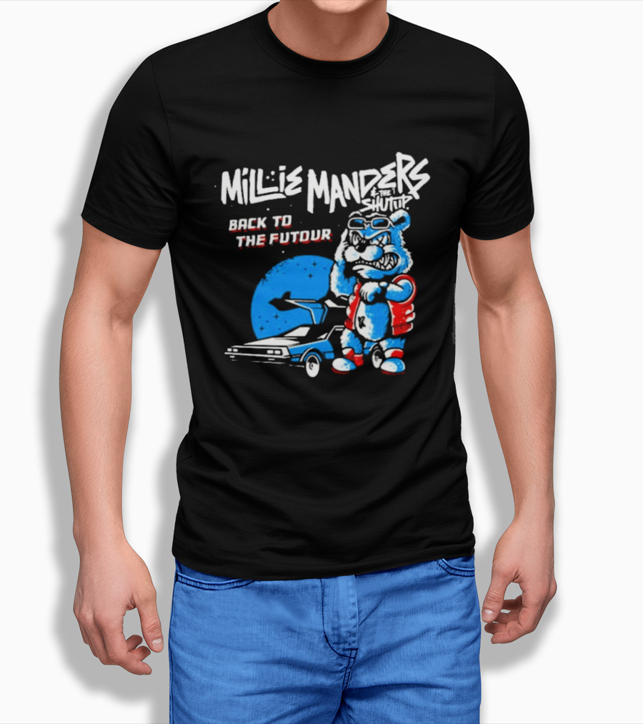 Millie Manders And The Shutup Back To The Futour Retro Cartoon Character And Car T-Shirt