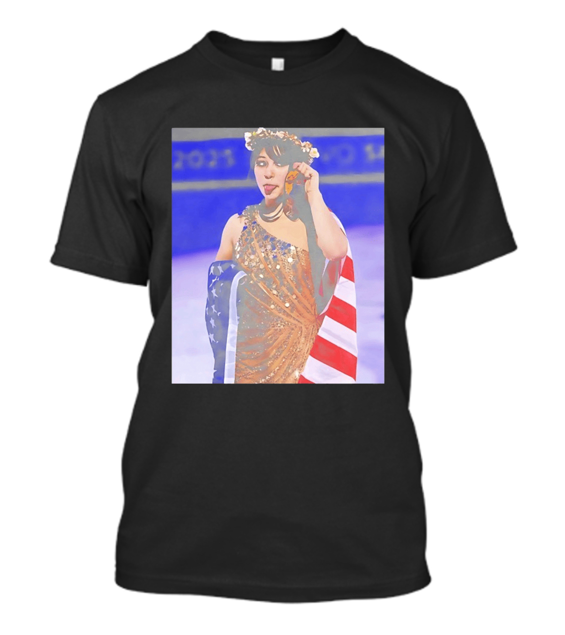 Alysa Liu Gold Medal USA Team Celebration With American Flag T-Shirt