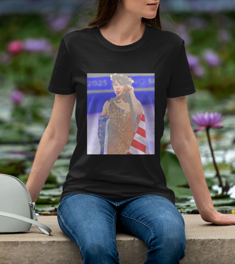 Alysa Liu Gold Medal USA Team Celebration With American Flag T-Shirt