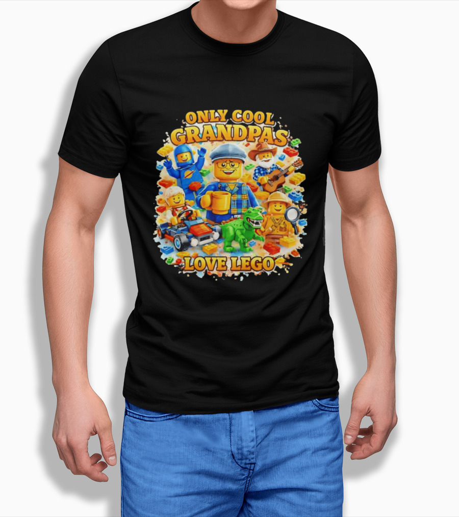 Only Cool Grandpas Love Lego With Fun Characters And Playful Themes T-Shirt