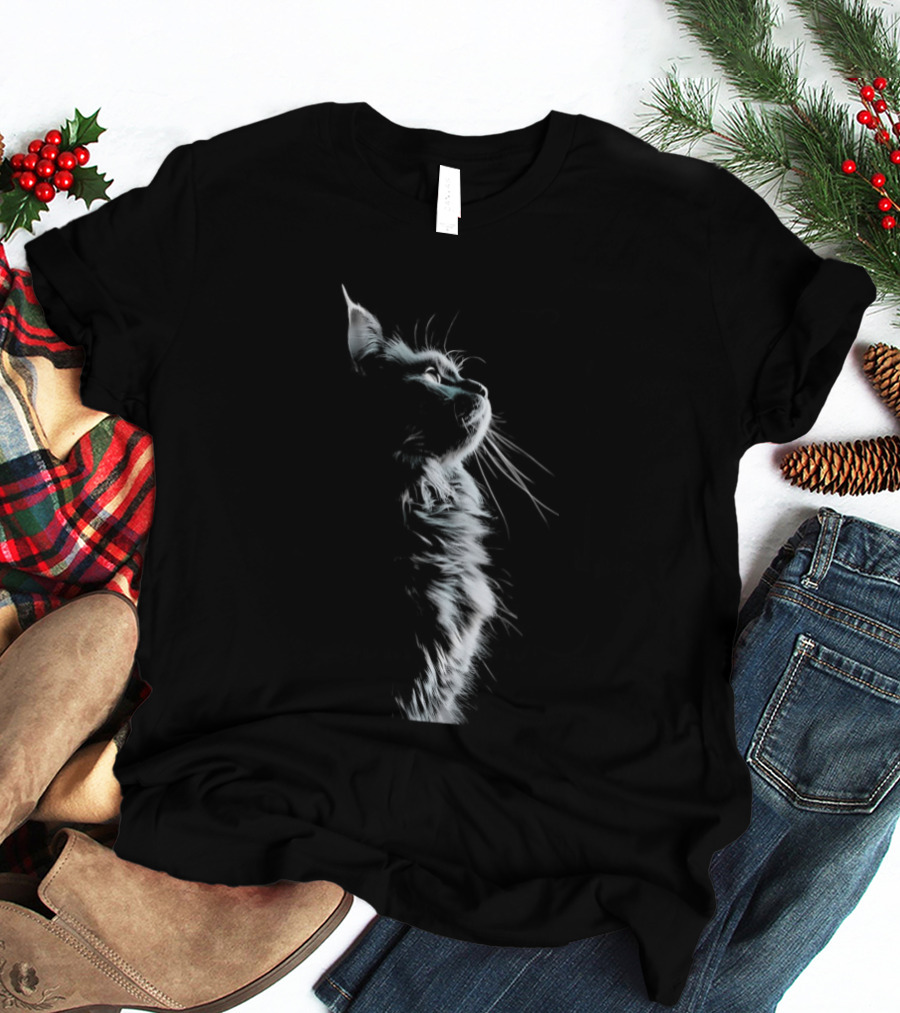 Cat Light And Shadow White Silhouette Feline T-Shirt