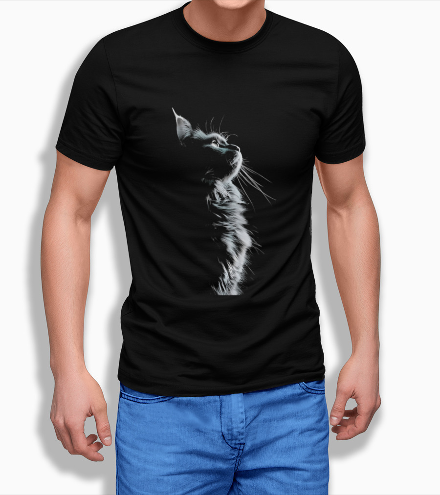 Cat Light And Shadow White Silhouette Feline T-Shirt