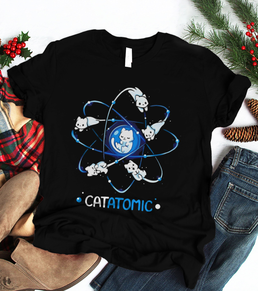 Catatomic Cats In Atomic Structure With Orbiting Kittens T-Shirt
