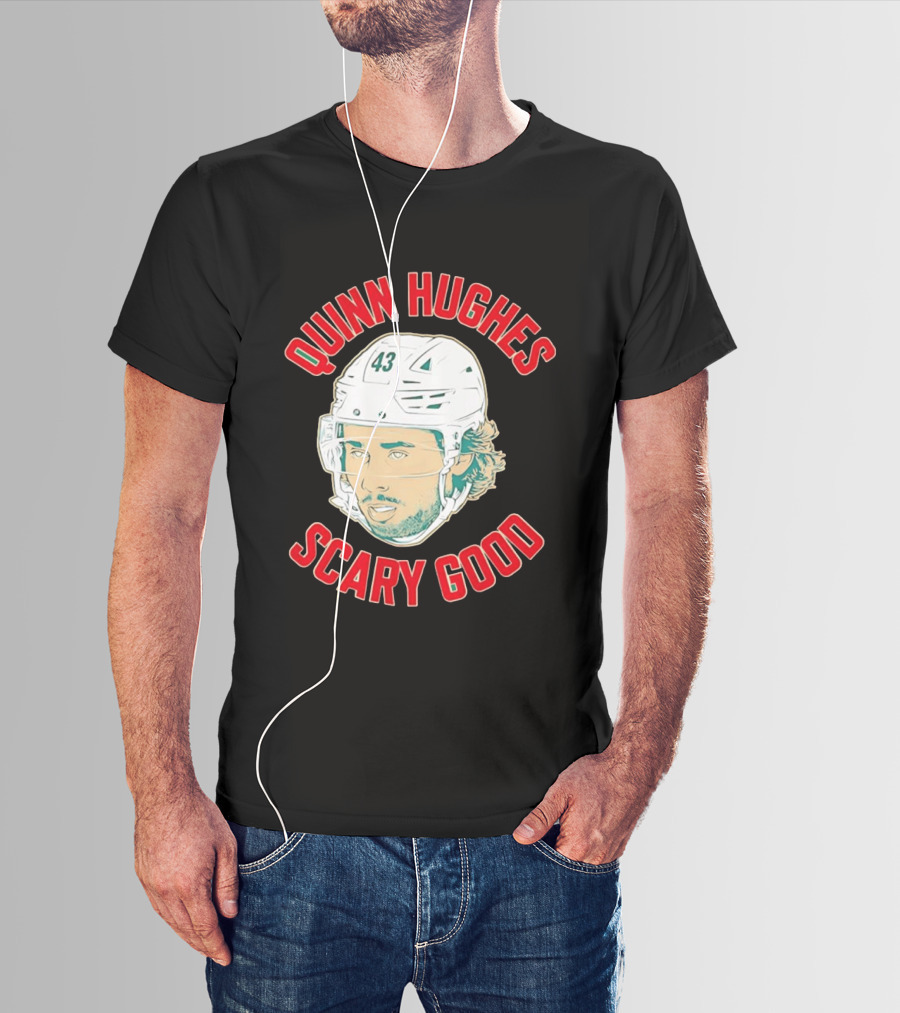 Quinn Hughes Scary Good Ghost Eyes 43 NHL T-Shirt