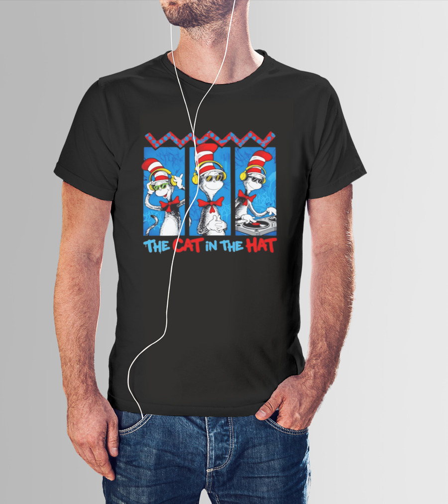 The Cat In The Hat Dr Seuss DJ Headphones And Sunglasses T-Shirt