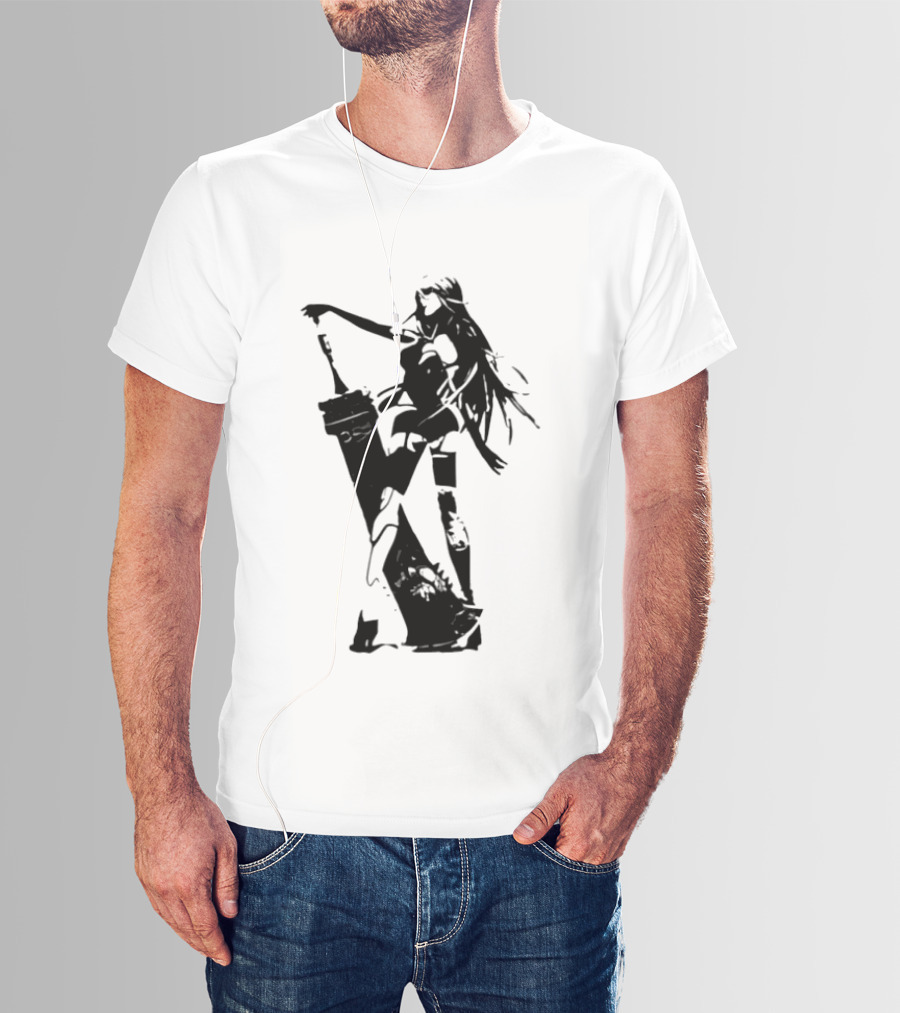 Weathered Nier Automata A2 Silhouette Black T-Shirt