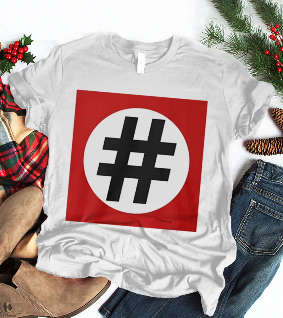 Hashtag Symbol Black On Red Square T-Shirt