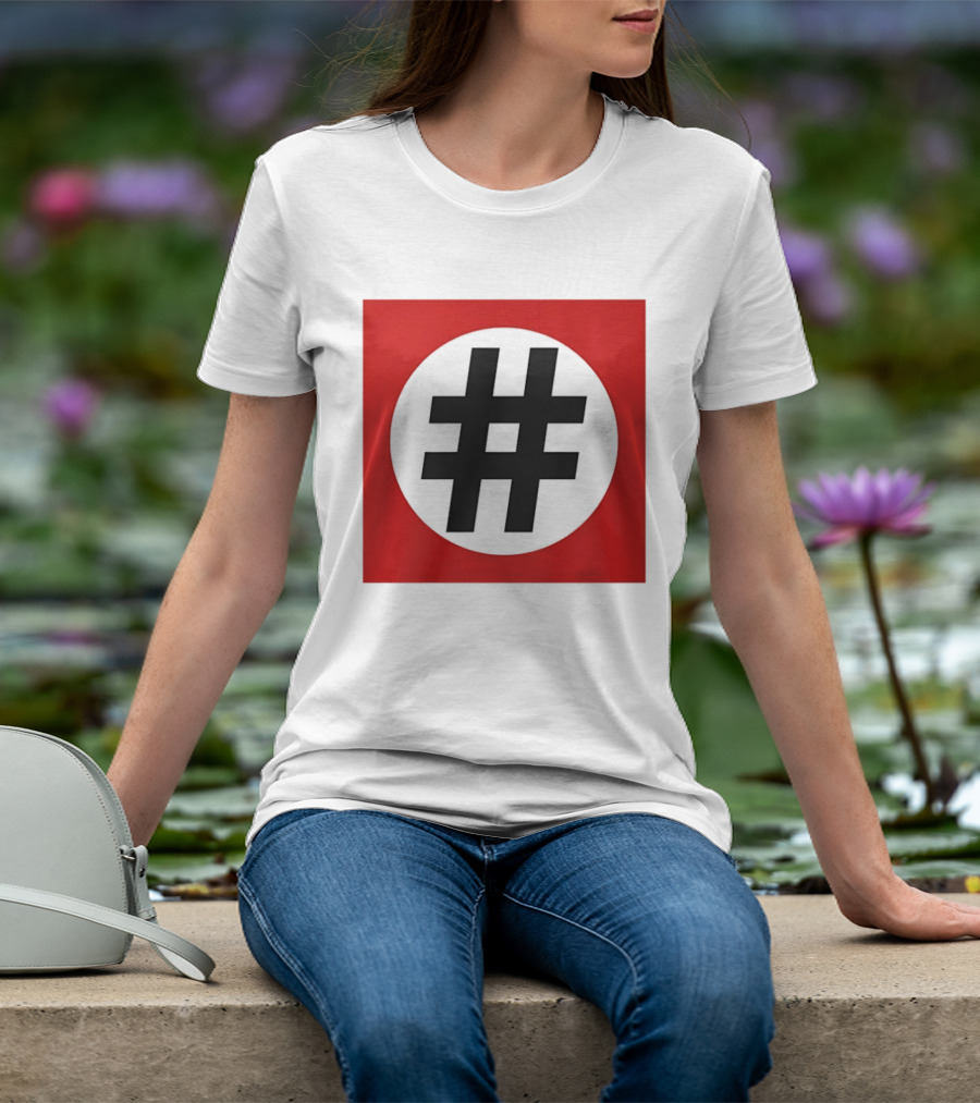 Hashtag Symbol Black On Red Square T-Shirt