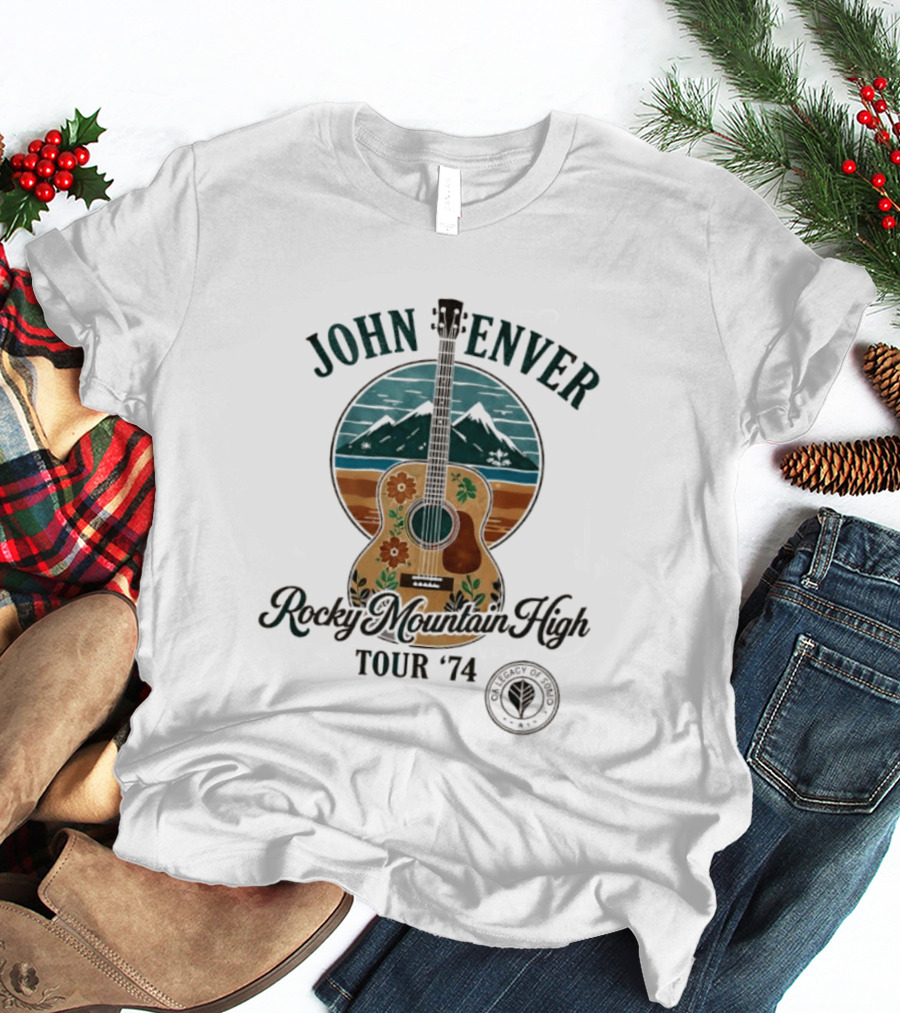 John Denver Rocky Mountain High Tour '74 Vintage Guitar T-Shirt