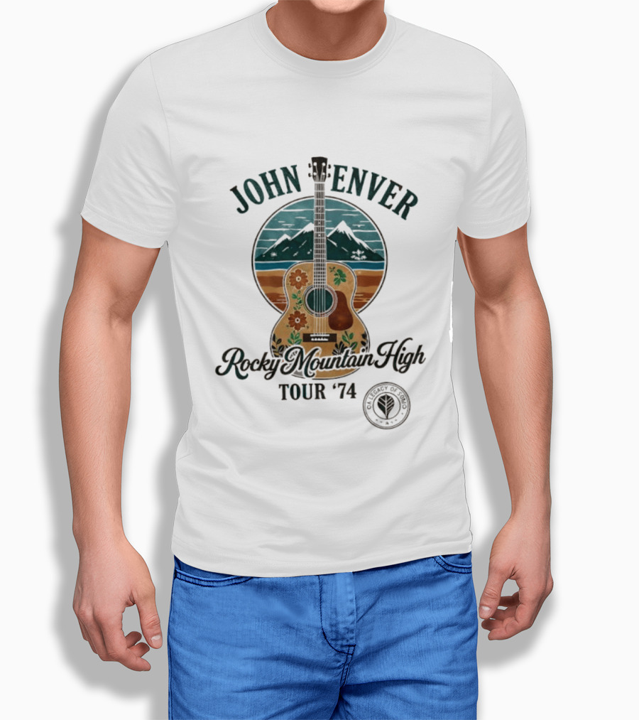 John Denver Rocky Mountain High Tour '74 Vintage Guitar T-Shirt