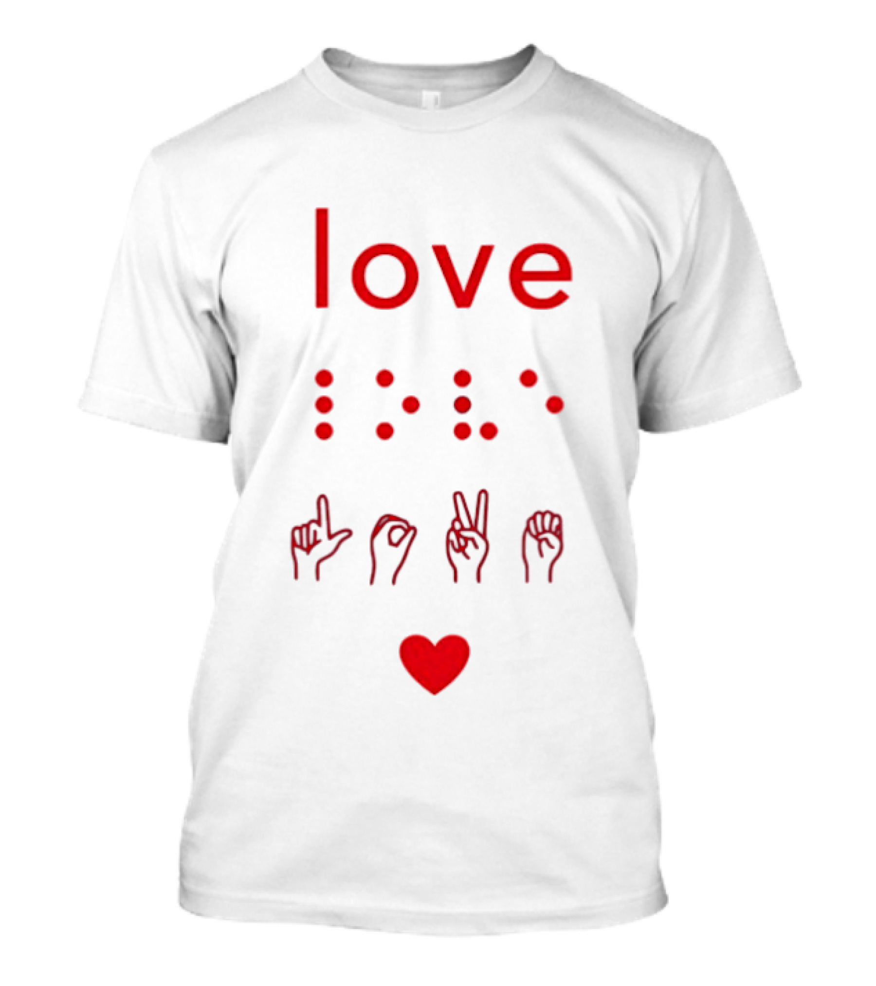 Love Braille Sign Language Heart T-Shirt