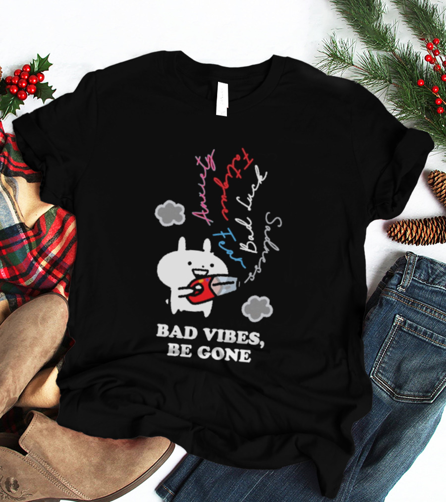 Usagyuuun Bad Vibes Be Gone Lucky Fast Silver Happiness T-Shirt
