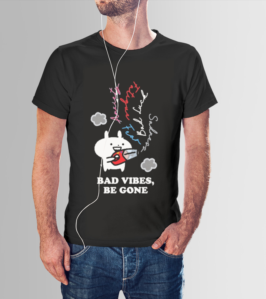 Usagyuuun Bad Vibes Be Gone Lucky Fast Silver Happiness T-Shirt