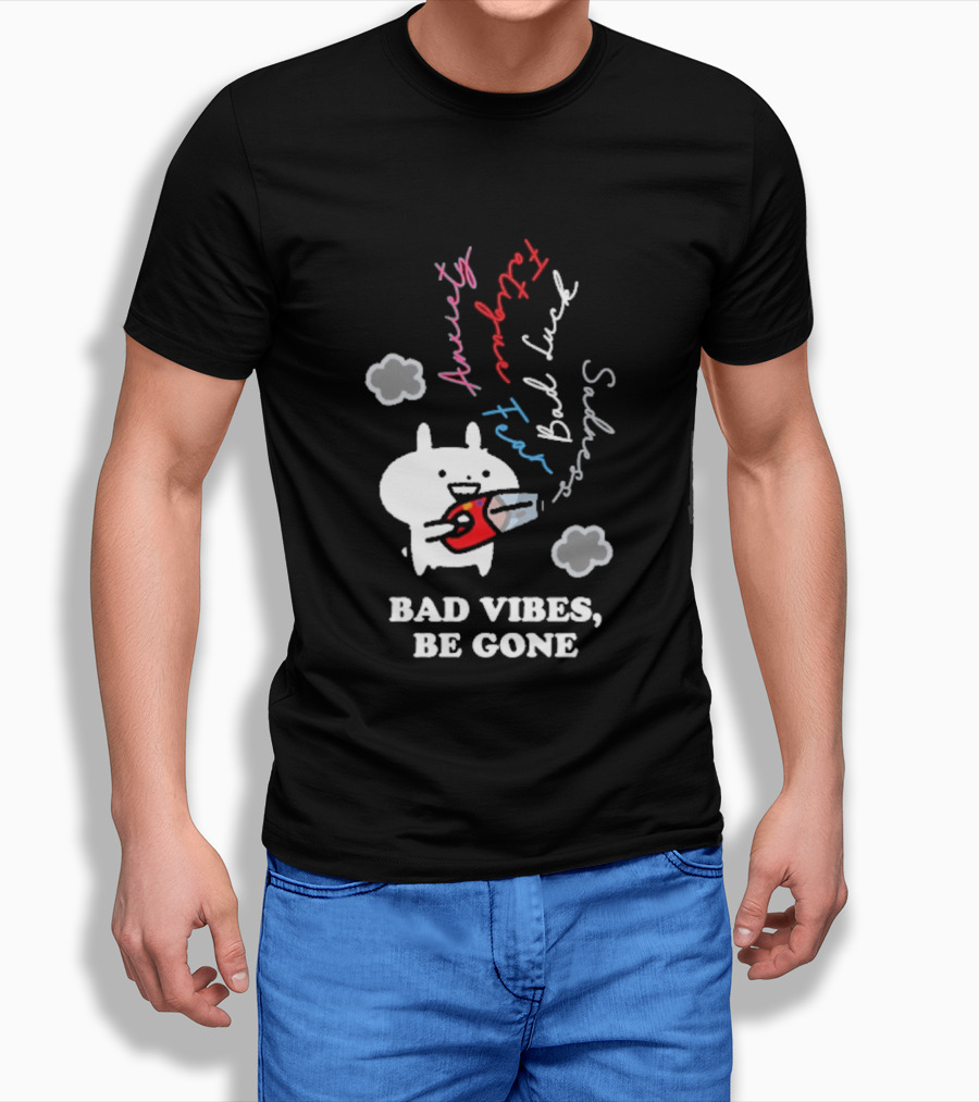 Usagyuuun Bad Vibes Be Gone Lucky Fast Silver Happiness T-Shirt