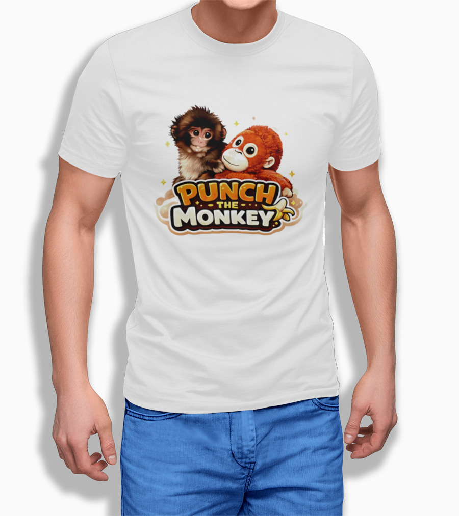 Punch The Monkey Cute Plush Cartoon T-Shirt