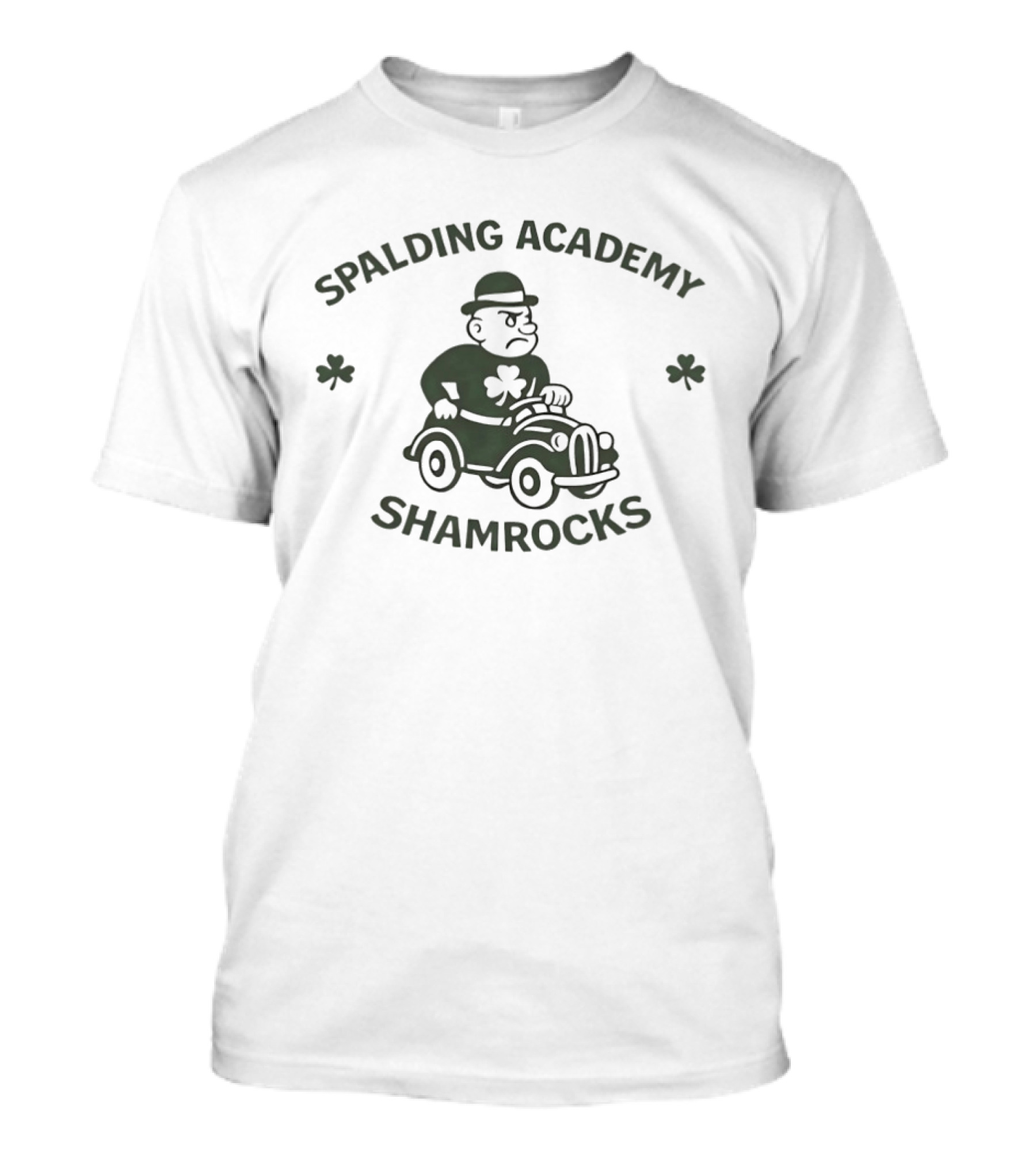 Spalding Academy Shamrocks Vintage Car T-Shirt