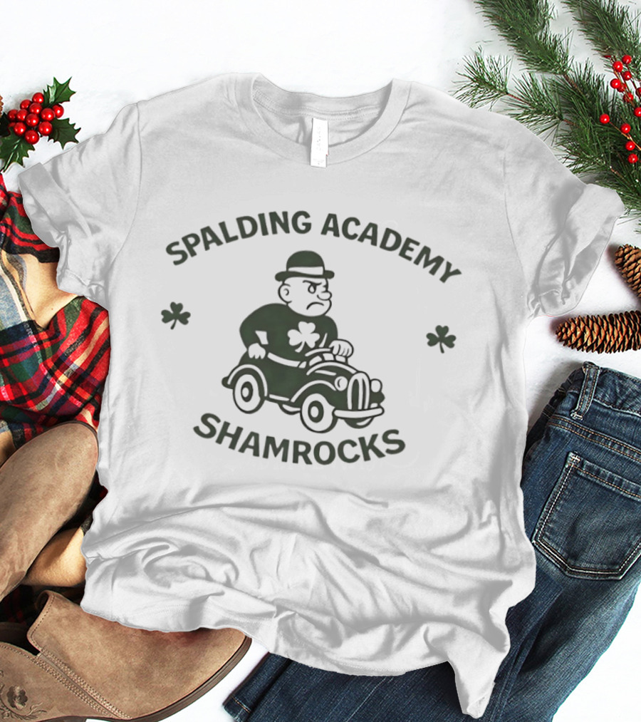Spalding Academy Shamrocks Vintage Car T-Shirt
