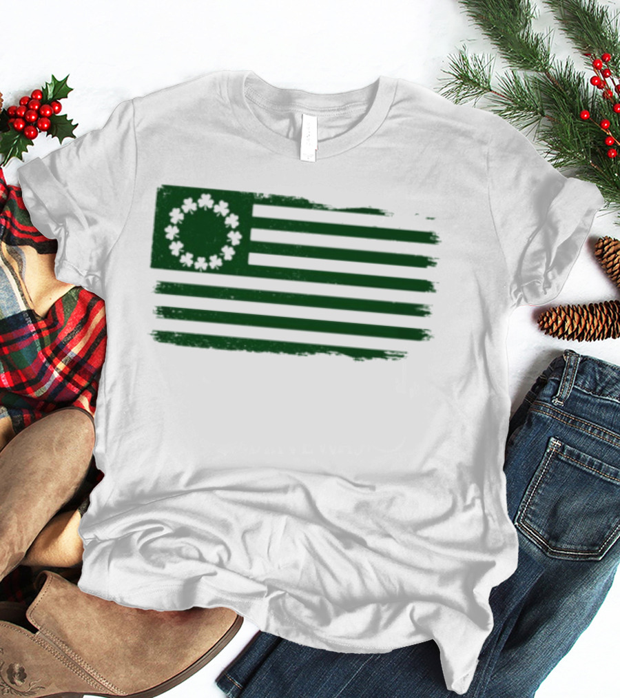 Betsy Ross Flag With Shamrock Circle Stars T-Shirt