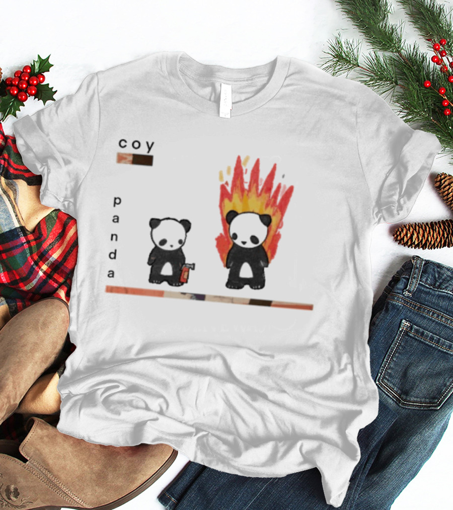 Coy Panda Fire And Calm Contrast T-Shirt