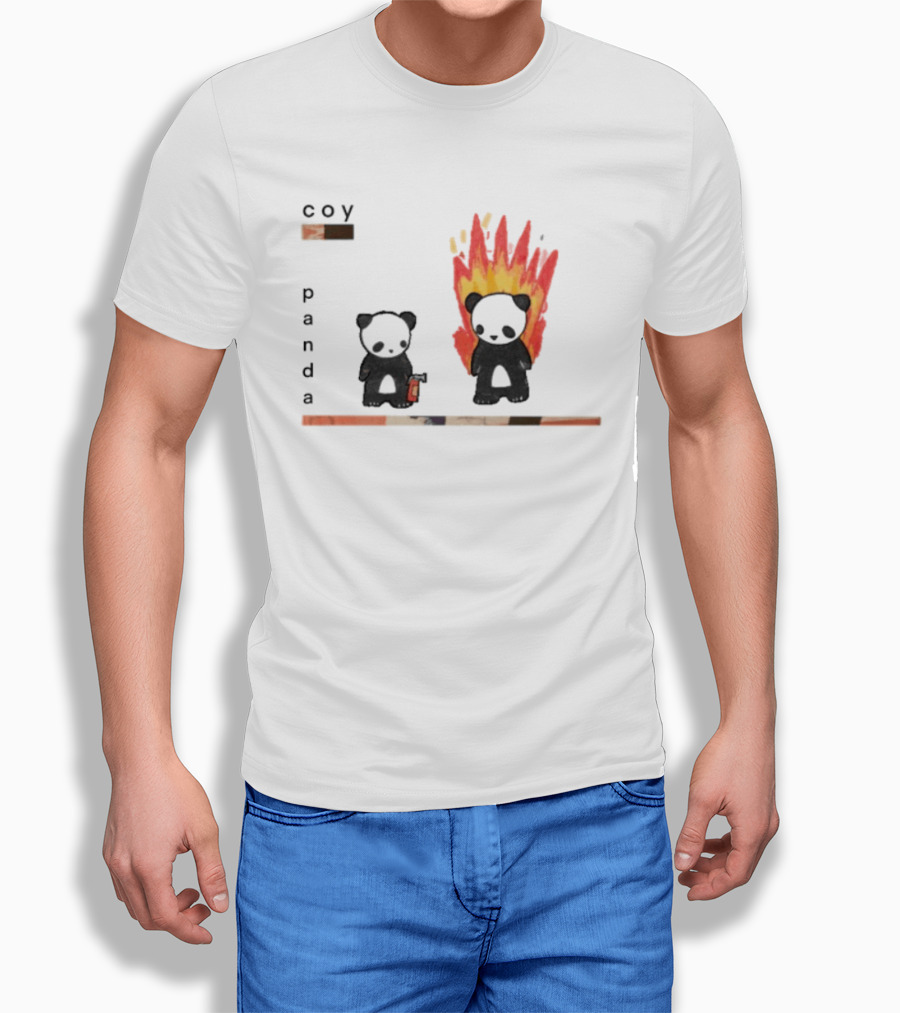 Coy Panda Fire And Calm Contrast T-Shirt