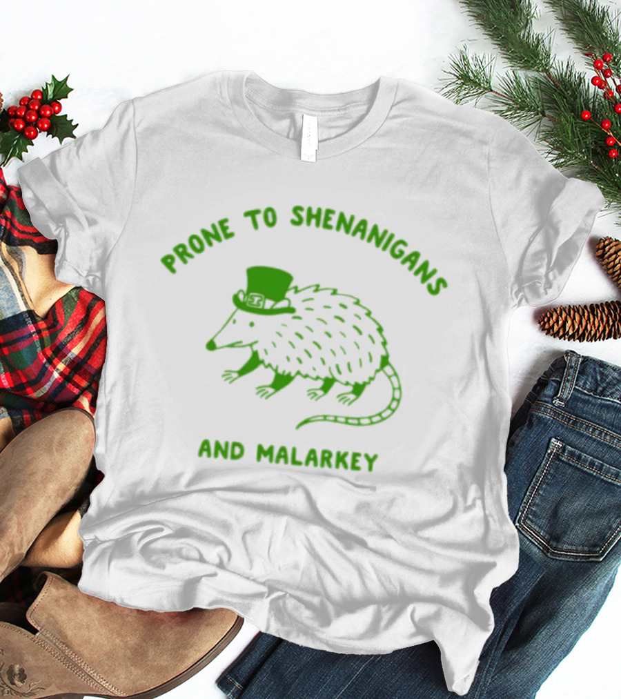 Prone To Shenanigans And Malarkey Opossum With Top Hat T-Shirt