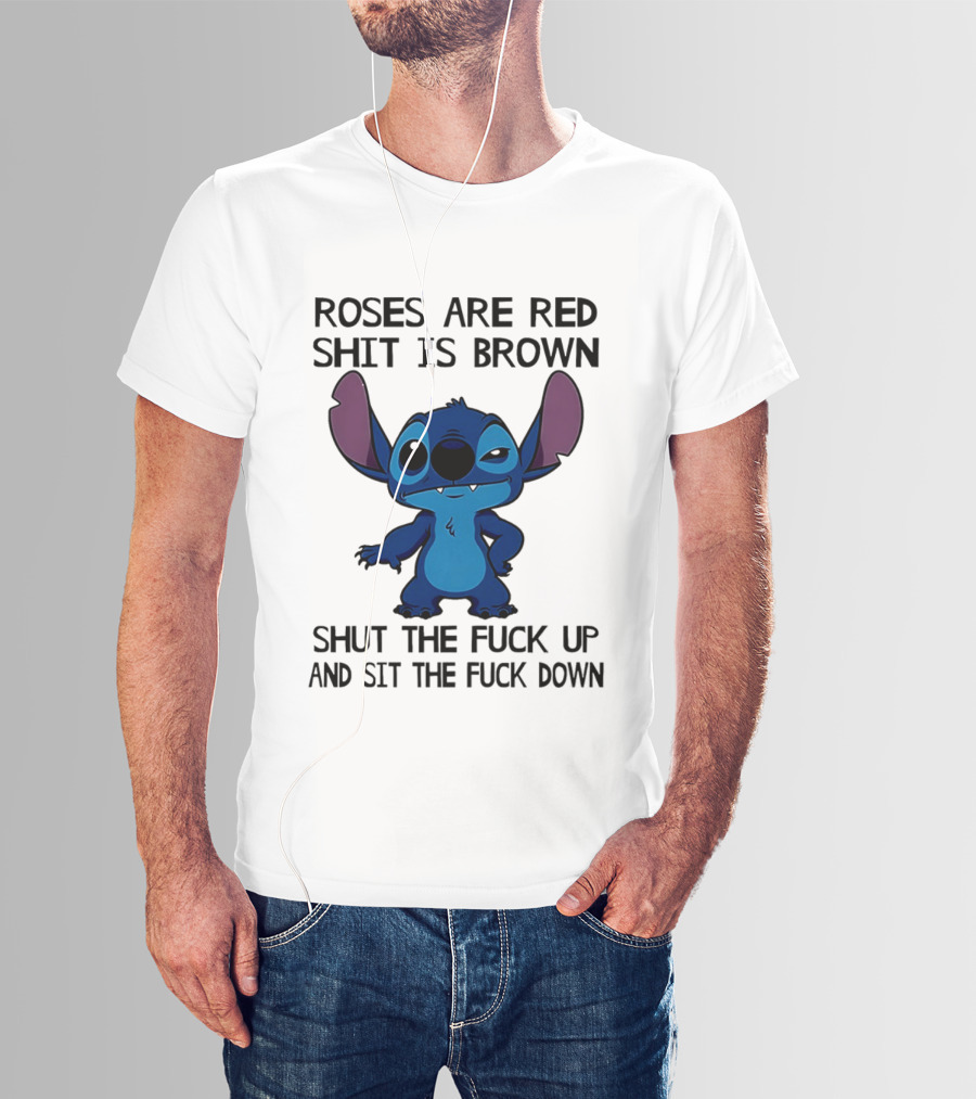 Stitch Roses Are Red Shit Is Brown T-Shirt