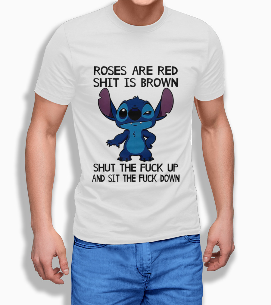 Stitch Roses Are Red Shit Is Brown T-Shirt