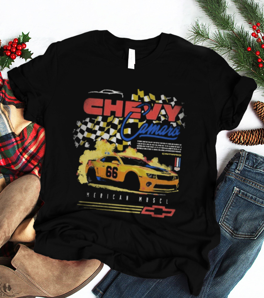 Chevy Camaro 55 American Muscle Race Car Faded Chevrolet T-Shirt
