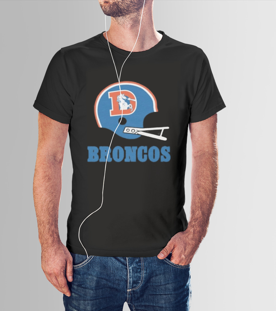 Denver Broncos Retro Football Helmet Graphic Broncos T-Shirt