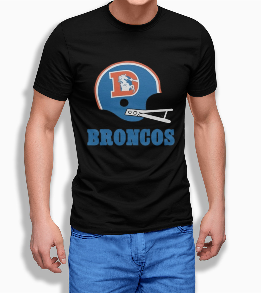 Denver Broncos Retro Football Helmet Graphic Broncos T-Shirt